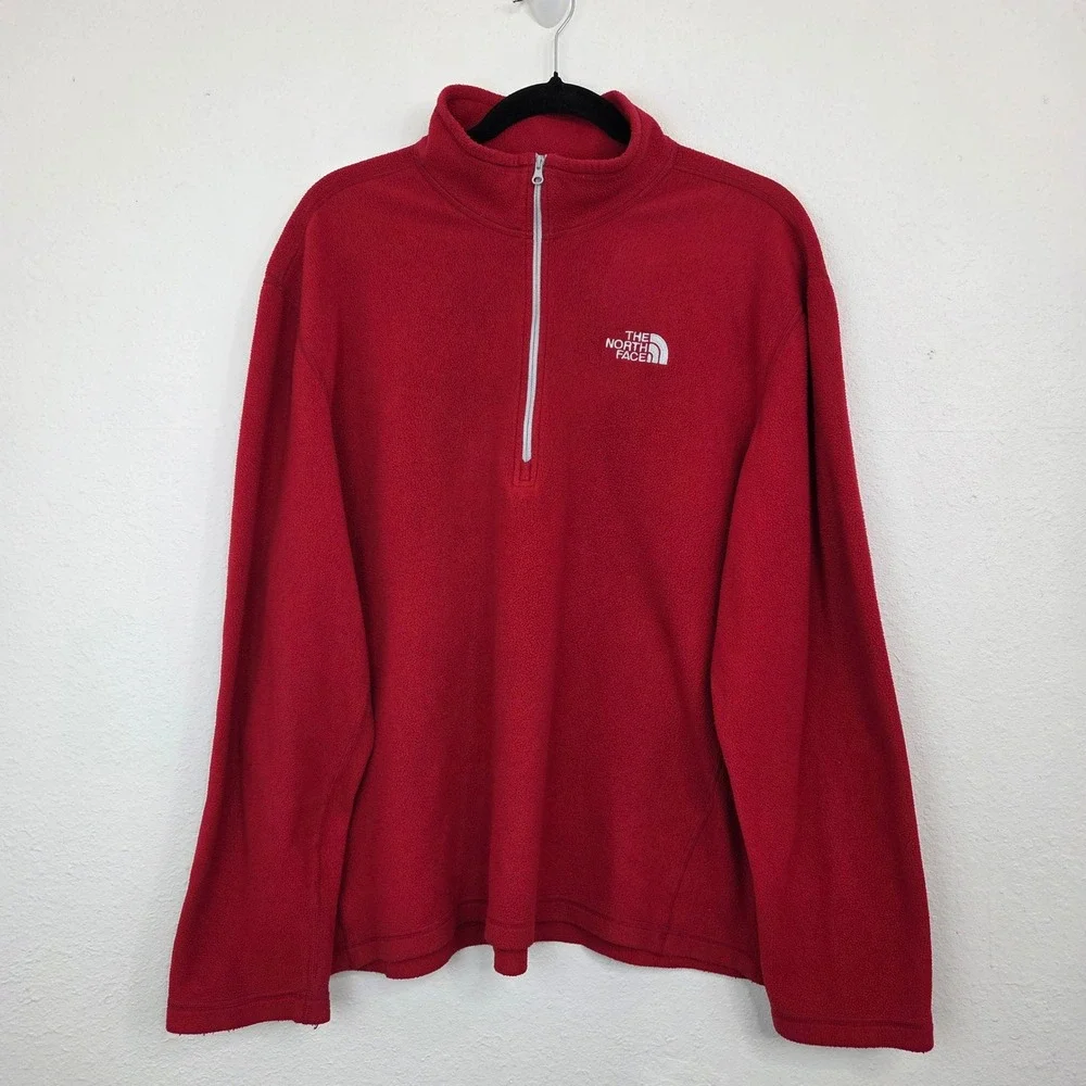 The‎ North Face Fleece Mens XL Red Quarter Zip TKA 100 Pullover Fair